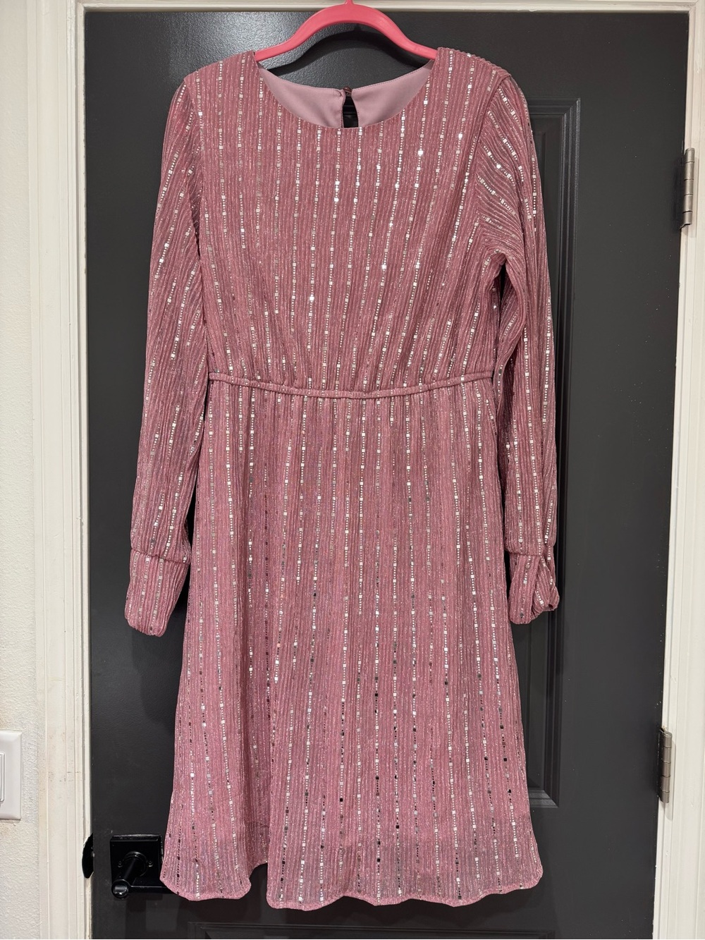 ASOS pink plisse midi dress